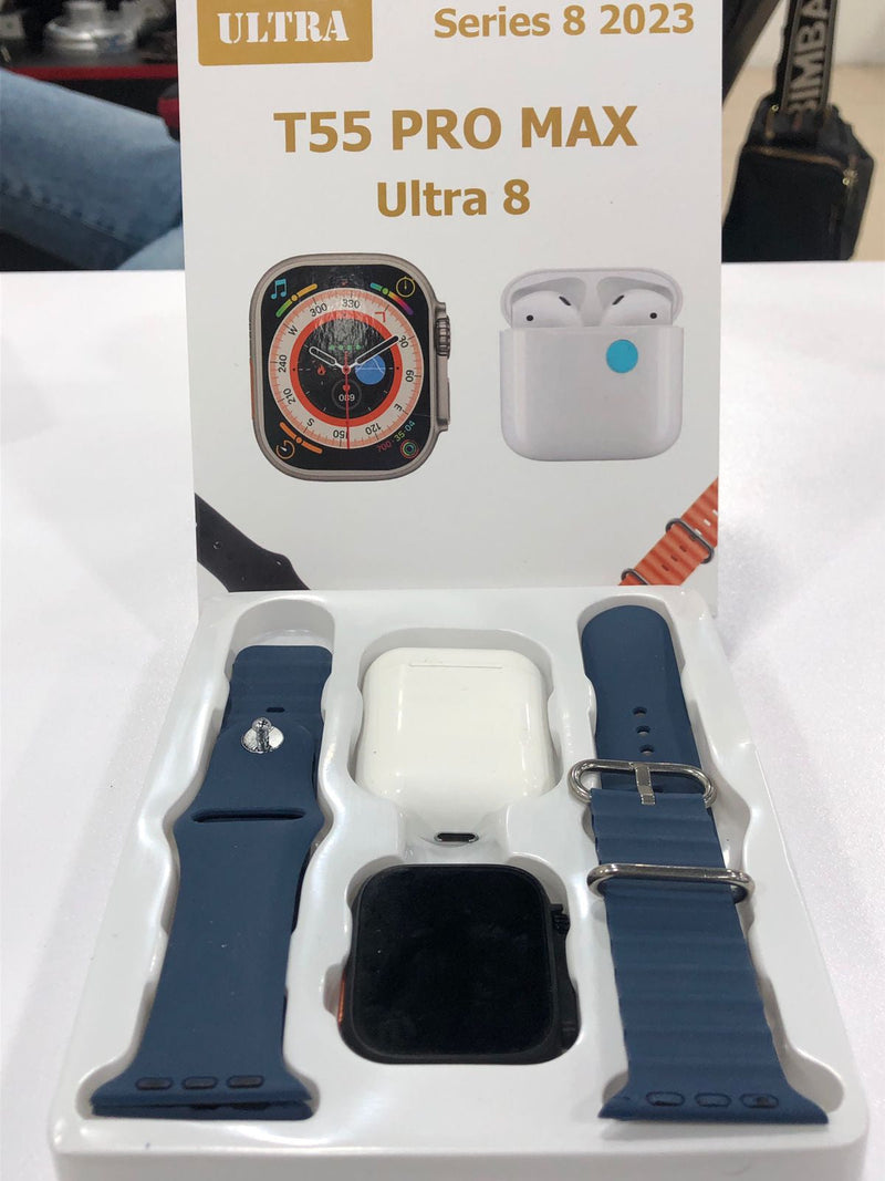 SmartWatch T55 Pro Max + Audifonos y Pulsera Extra de Regalo